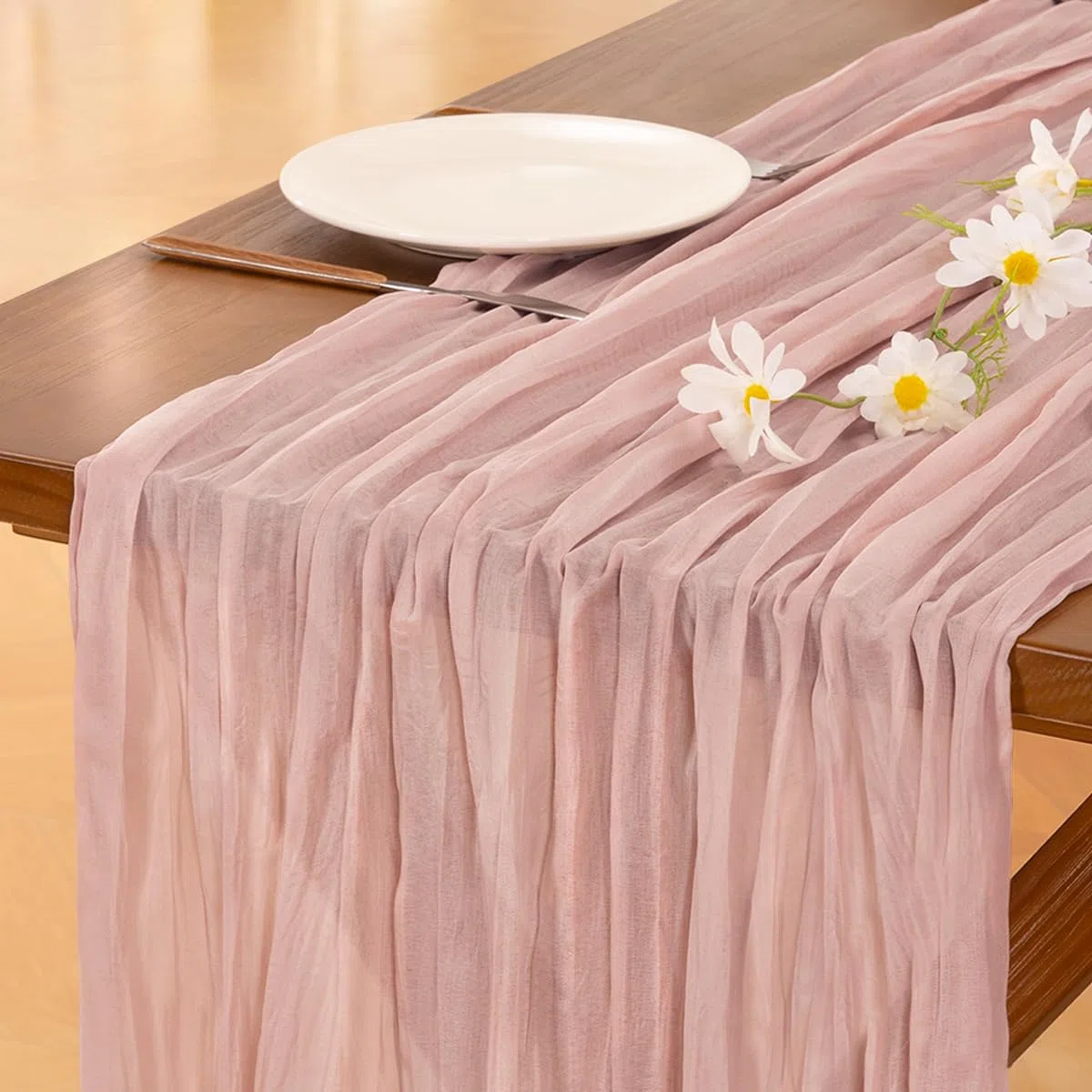 Pink Cheesecloth Table Runner D60246