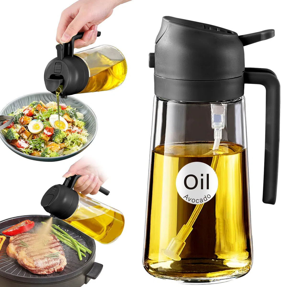 Black Glass Oil Sprayer V6284