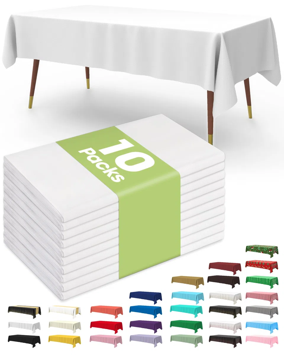 White Rectangle Disposable Table Cloth B679876